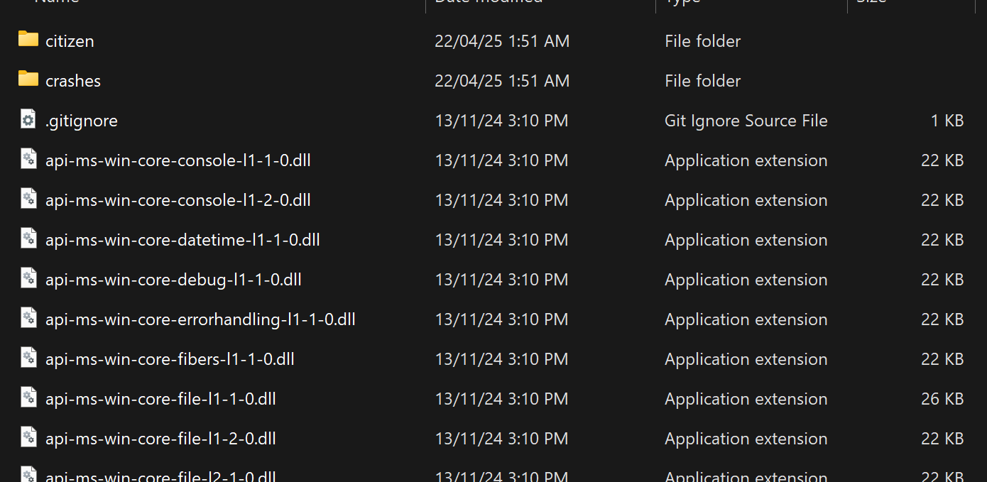FiveM server folder showing FxServer.exe and other artifacts
