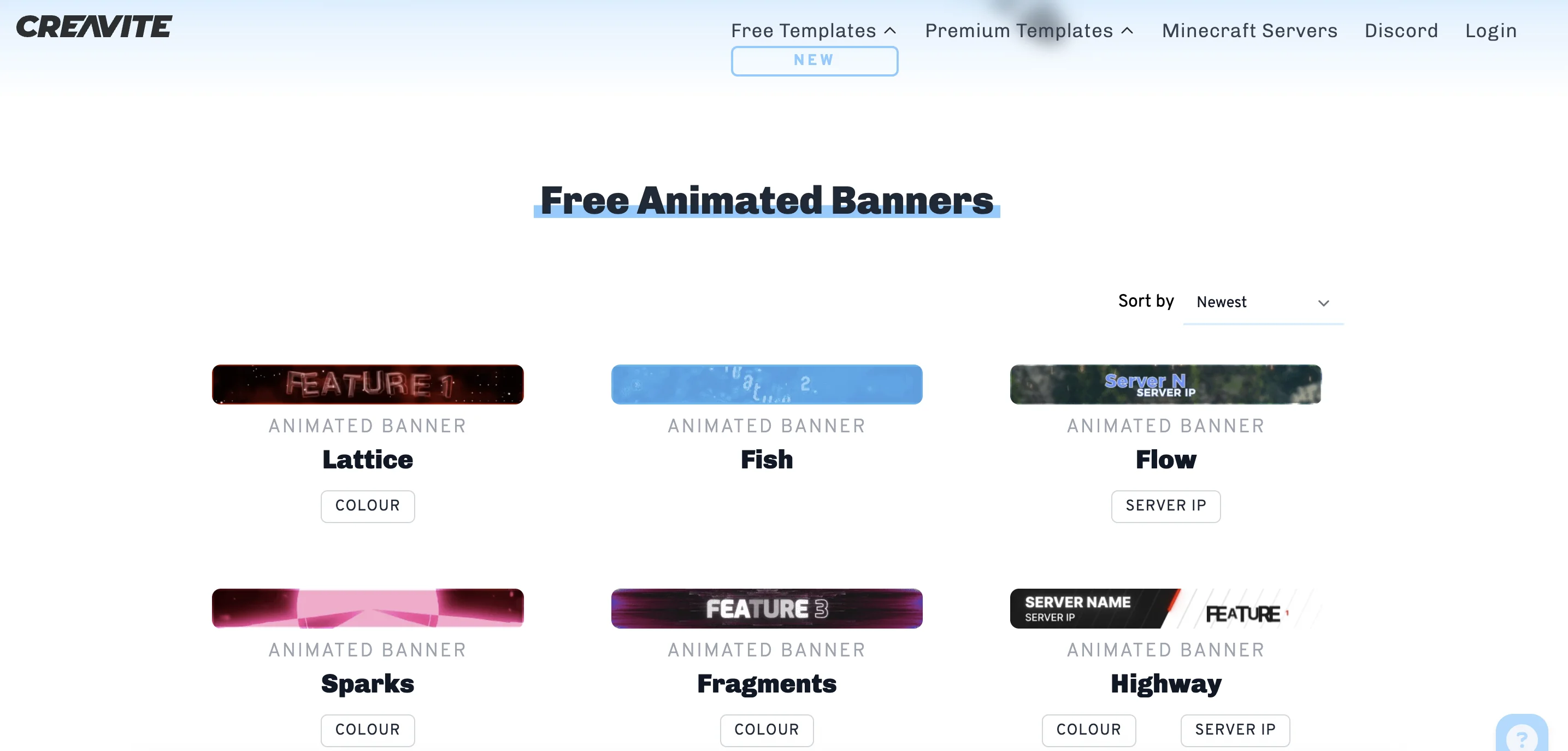 Creavite animated banner maker homepage with template gallery