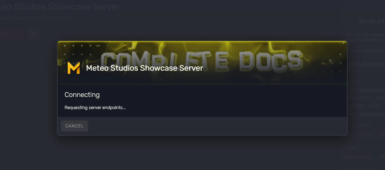 FiveM server details panel showing the animated banner playing in the server list