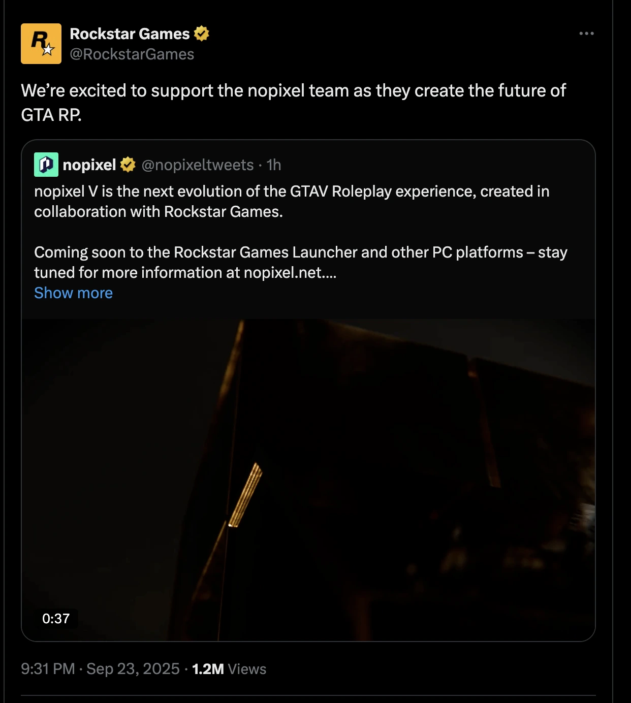 Rockstar Games Official Partnership Tweet