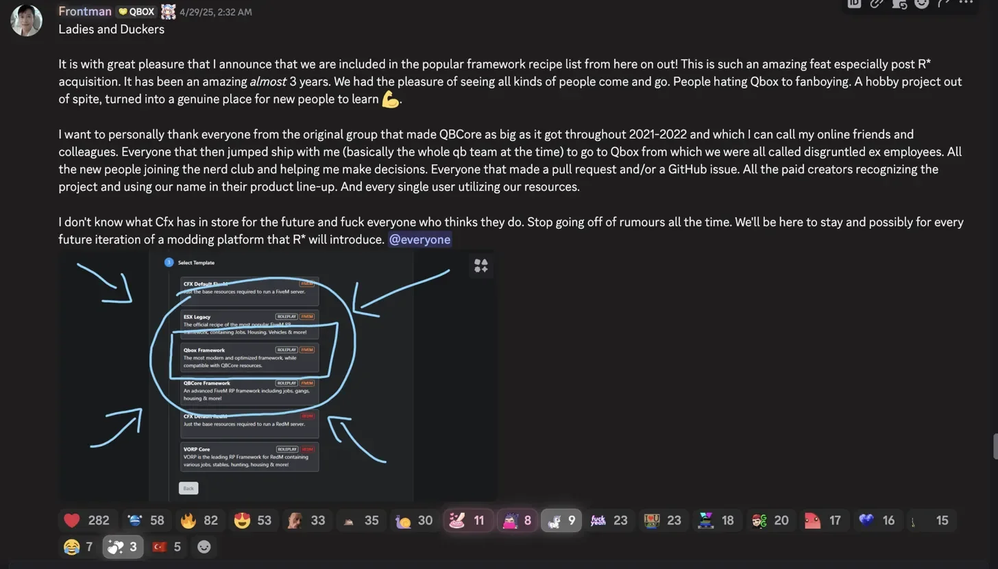 QBox in txAdmin Recipe List